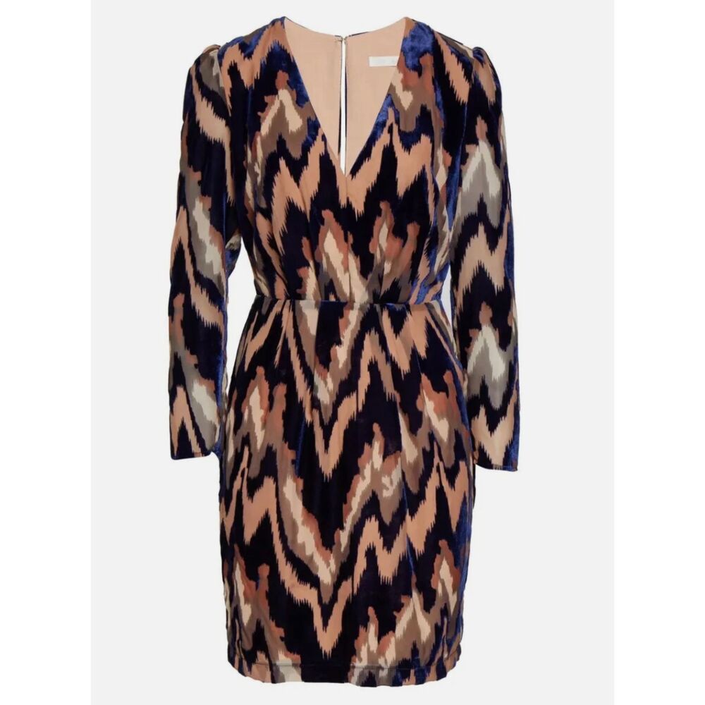 Little Mistress Burnout Velvet Dress Cocktail Party Navy/Pink/Cream Size 12 NWT